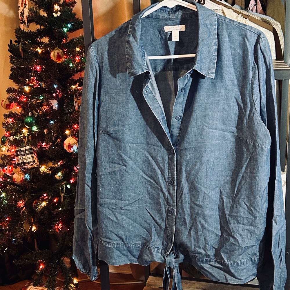 Long sleeve denim look blouse